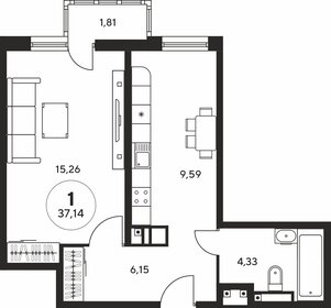 32,6 м², 1-комнатная квартира 4 300 000 ₽ - изображение 85