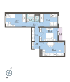 Квартира 67,3 м², 3-комнатная - изображение 1