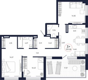 103 м², 3-комнатная квартира 12 500 000 ₽ - изображение 19