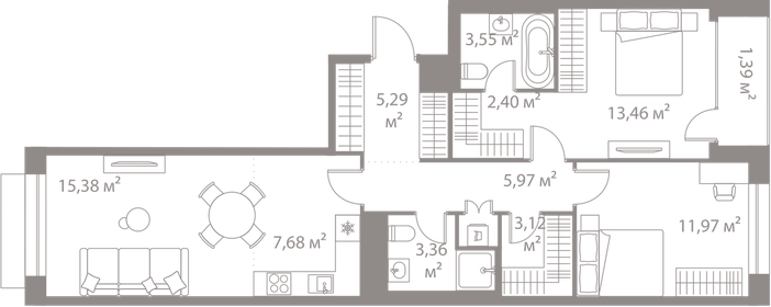 90 м², 3-комнатная квартира 27 999 990 ₽ - изображение 77