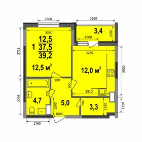 39,3 м², 1-комнатная квартира 3 694 200 ₽ - изображение 24