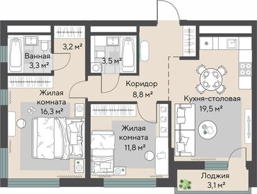 Квартира 68 м², 2-комнатная - изображение 2