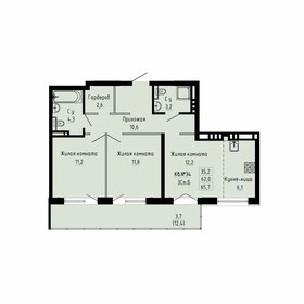 Квартира 65,7 м², 3-комнатная - изображение 1