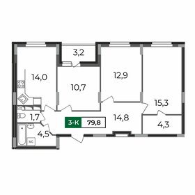Квартира 79,8 м², 3-комнатная - изображение 1