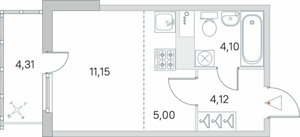 Квартира 25,7 м², студия - изображение 1