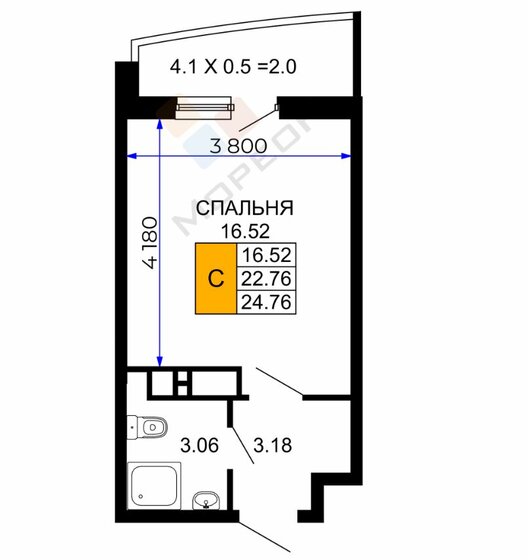 24,8 м², квартира-студия 3 500 000 ₽ - изображение 51