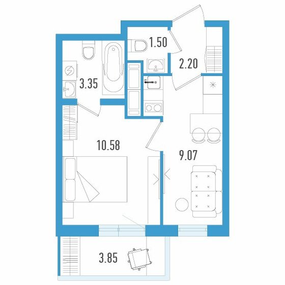 27,9 м², 1-комнатная квартира 5 432 700 ₽ - изображение 1