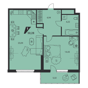 Квартира 50 м², 1-комнатная - изображение 2