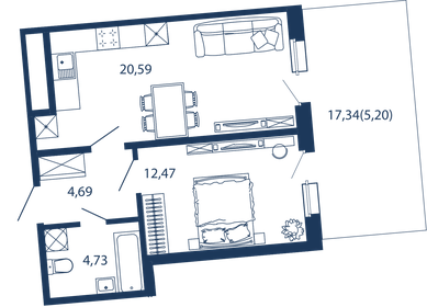 42,4 м², 2-комнатная квартира 7 490 000 ₽ - изображение 128