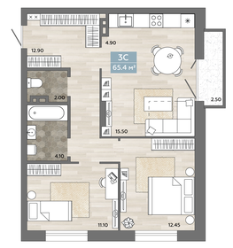 64,8 м², 3-комнатная квартира 8 750 000 ₽ - изображение 6