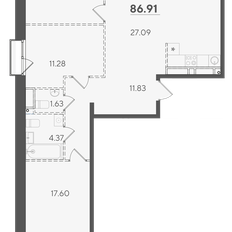 Квартира 86,9 м², 3-комнатная - изображение 3