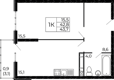 44,6 м², 1-комнатная квартира 6 000 000 ₽ - изображение 60