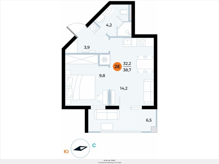 38,7 м², 1-комнатные апартаменты 12 150 581 ₽ - изображение 22