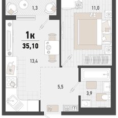 Квартира 35,1 м², 1-комнатная - изображение 2