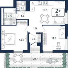 Квартира 58 м², 2-комнатная - изображение 3