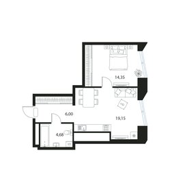 Квартира 44,2 м², 1-комнатная - изображение 1