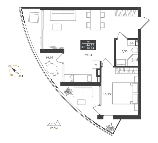 58,2 м², 2-комнатные апартаменты 17 107 252 ₽ - изображение 32