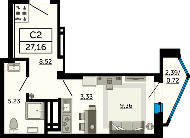 27,2 м², квартира-студия 4 101 160 ₽ - изображение 44