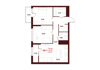 65,7 м², 2-комнатная квартира 7 097 760 ₽ - изображение 22