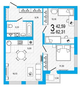 61,7 м², 3-комнатная квартира 7 613 775 ₽ - изображение 14