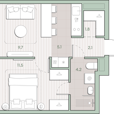 Квартира 34,4 м², 1-комнатная - изображение 2