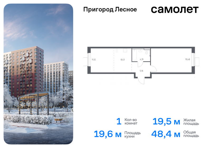 48,4 м², 1-комнатная квартира 8 527 521 ₽ - изображение 11