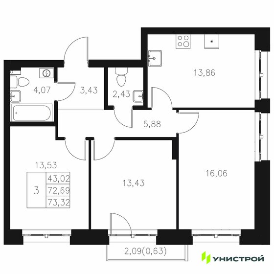 90,5 м², 3-комнатная квартира 15 990 000 ₽ - изображение 71