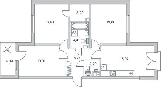 Квартира 75,2 м², 3-комнатная - изображение 1