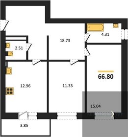 Квартира 66,8 м², 2-комнатная - изображение 1