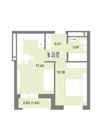 Квартира 40 м², 1-комнатная - изображение 1