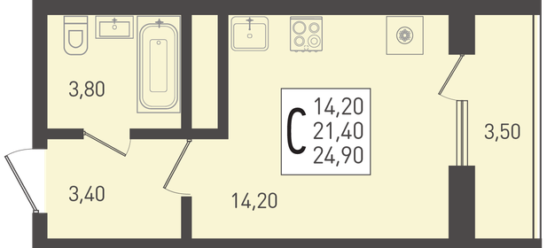 Квартира 24,9 м², студия - изображение 1
