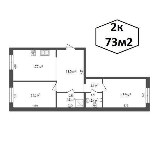 60 м², 2-комнатная квартира 15 600 000 ₽ - изображение 56