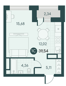 Квартира 39,5 м², студия - изображение 1
