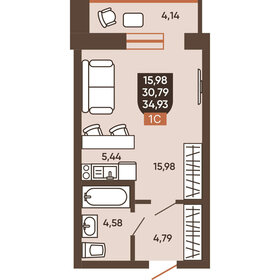 Квартира 34,9 м², 1-комнатная - изображение 1