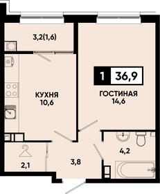 Квартира 36,9 м², 1-комнатная - изображение 1