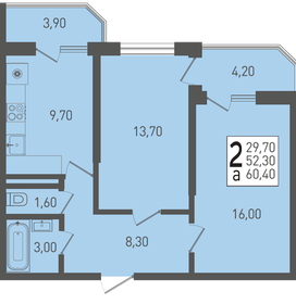 Квартира 60,4 м², 2-комнатная - изображение 1