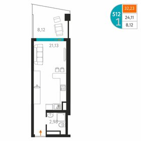 Квартира 32,2 м², студия - изображение 1