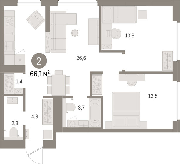 65,6 м², 3-комнатная квартира 7 800 000 ₽ - изображение 84