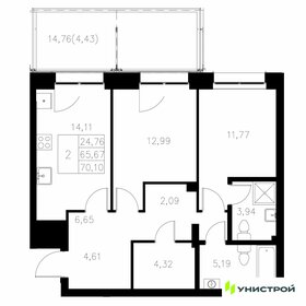 Квартира 70,1 м², 2-комнатная - изображение 1