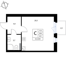 Квартира 29,1 м², студия - изображение 2