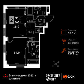 52,3 м², 2-комнатная квартира 26 977 280 ₽ - изображение 31