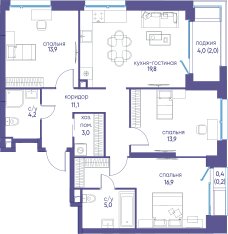 Квартира 90 м², 3-комнатная - изображение 1