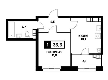 34 м², 1-комнатная квартира 2 700 000 ₽ - изображение 84