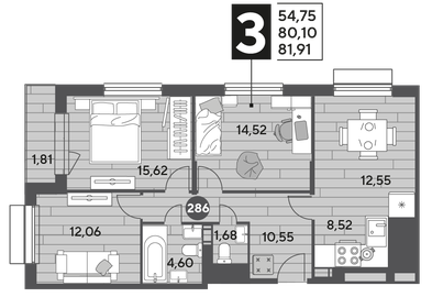 104 м², 3-комнатная квартира 17 100 000 ₽ - изображение 97