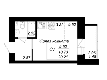 Квартира 20,2 м², 1-комнатная - изображение 1