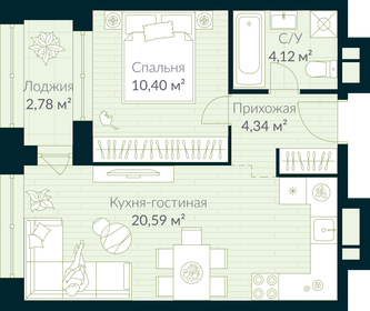 34,9 м², 1-комнатная квартира 5 850 000 ₽ - изображение 120