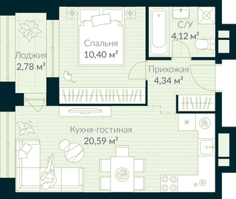 40,3 м², 1-комнатная квартира 6 692 079 ₽ - изображение 5