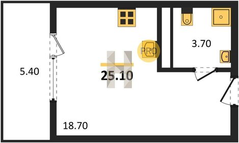 Квартира 25,1 м², студия - изображение 1