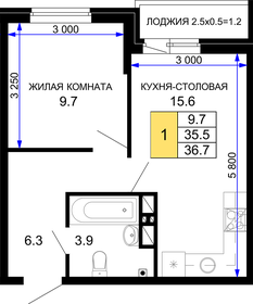 35,8 м², 1-комнатная квартира 4 475 000 ₽ - изображение 1