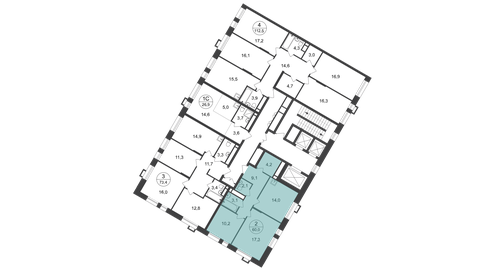 57,4 м², 2-комнатная квартира 13 600 000 ₽ - изображение 97